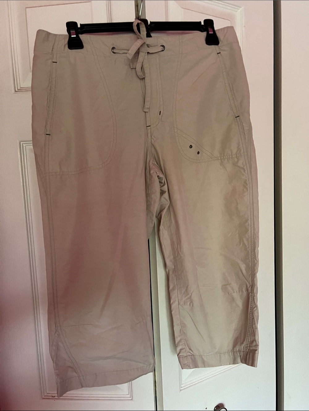 Columbia Light Beige Hiking Cargo Capris Drawstring Pants Size Small